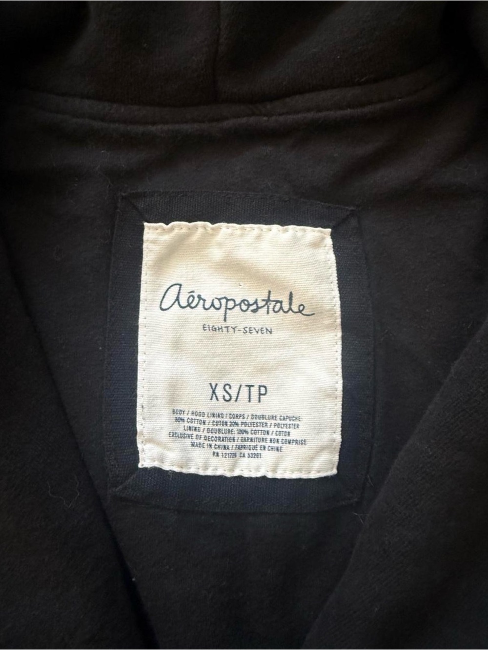 2000s Aeropostale Women's Black Hooded Moto-Style Jacket - Picture 3 of 4